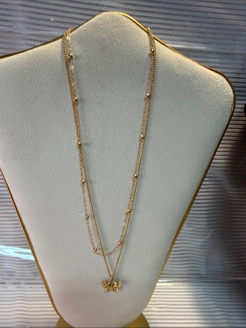 Source Unknown Gold Layered Butterfly Necklace